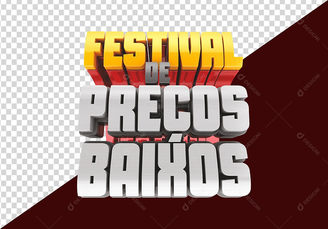Festival de Preços Baixos  Selo 3D Dourado Branco para Composição PSD
