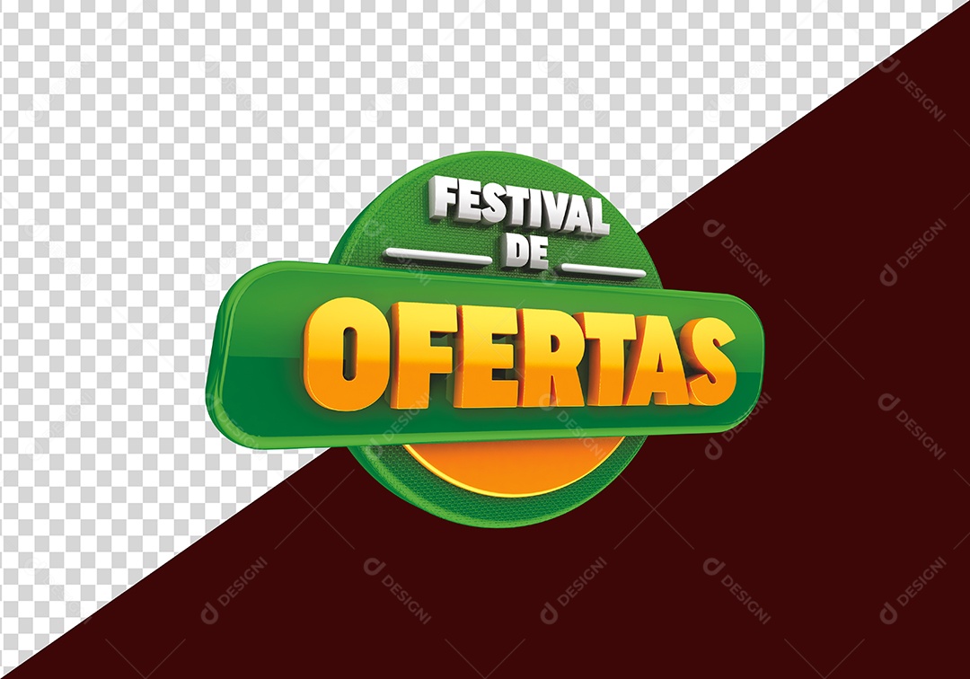 Festival de Ofertas Selo 3D Branco Verde Dourado para Composição PSD