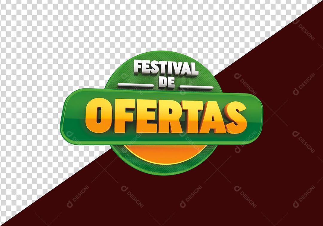 Festival de Ofertas Selo 3D Verde Dourado para Composição PSD