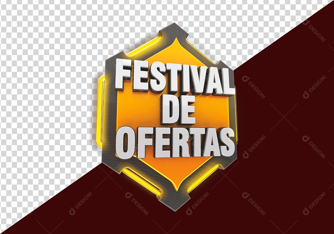 Festival de Ofertas Selo 3D Branco para Composição PSD