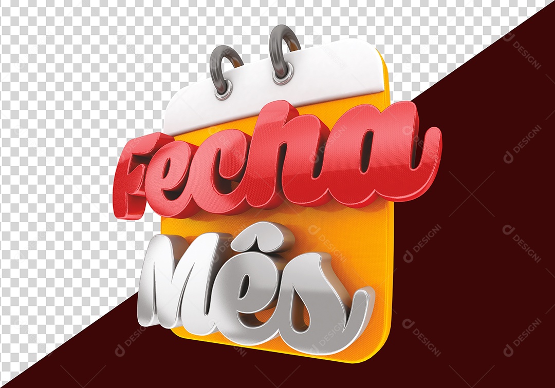 Fecha Mês Selo 3D Vermelho Branco para Composição PSD