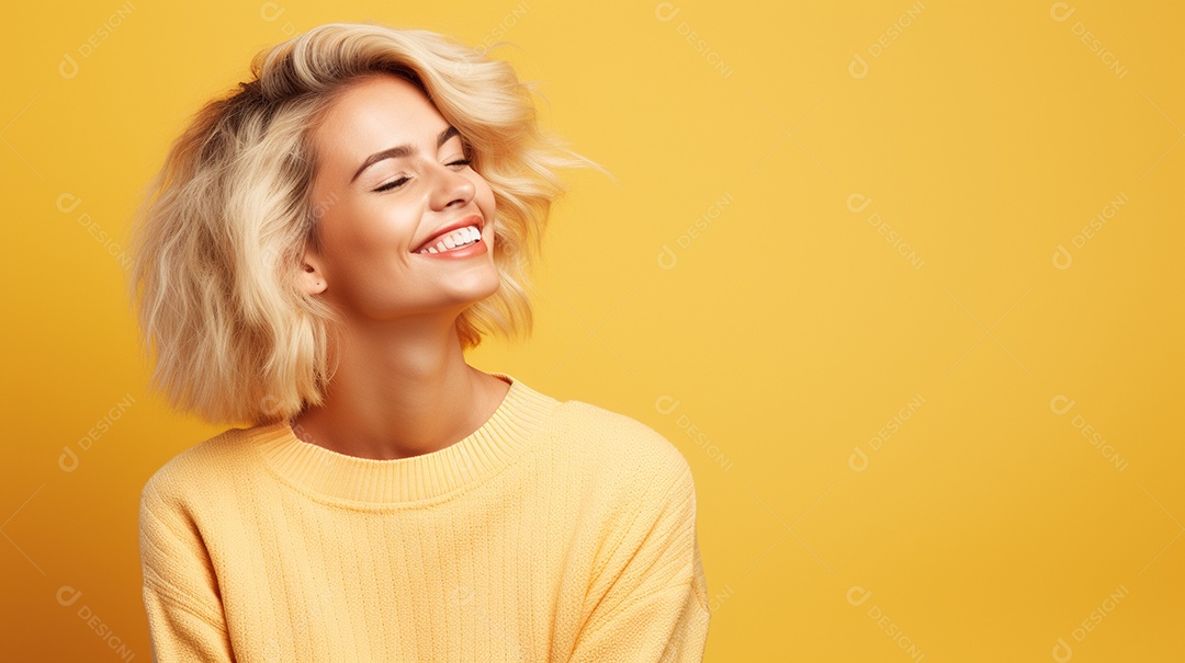 Mulher feliz com café