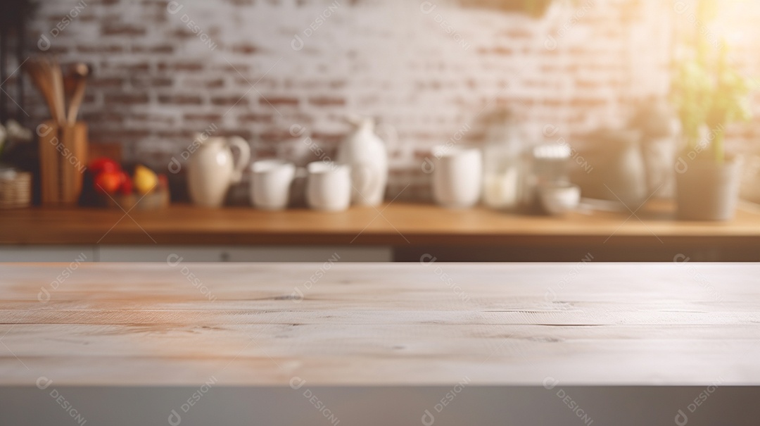 Mesa vazia na cozinha horizontal