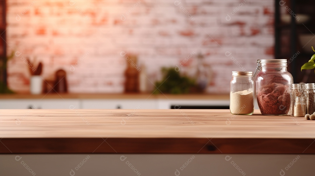 Mesa vazia na cozinha horizontal