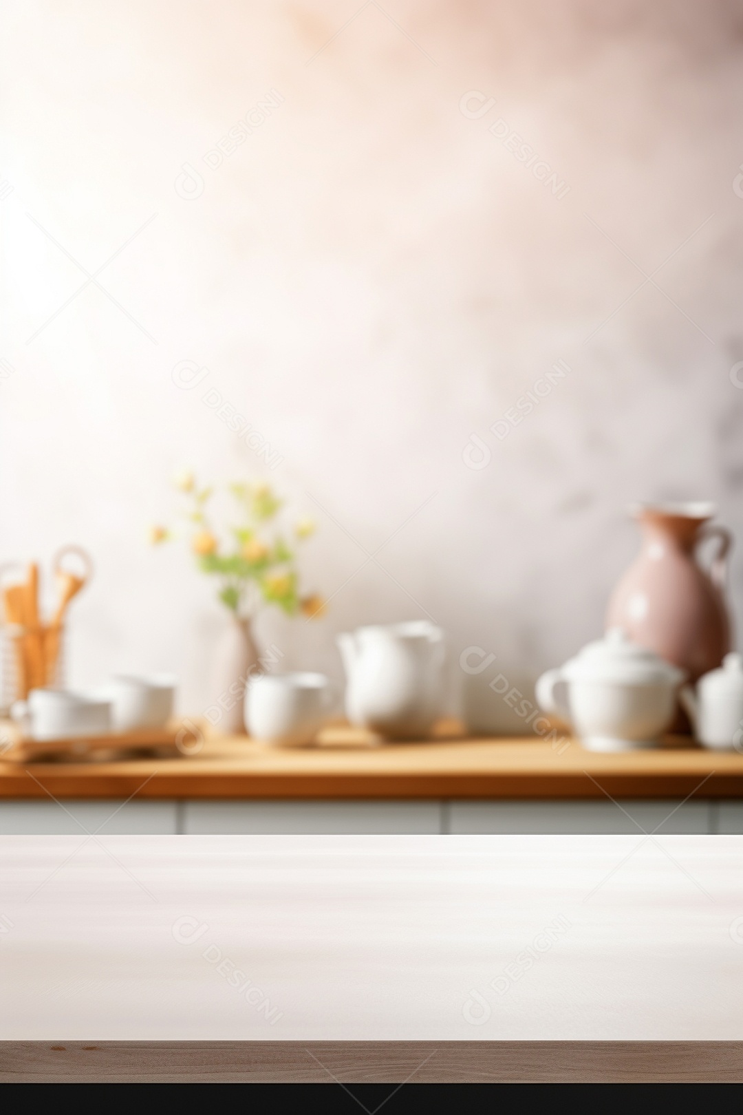 Mesa vazia na cozinha horizontal