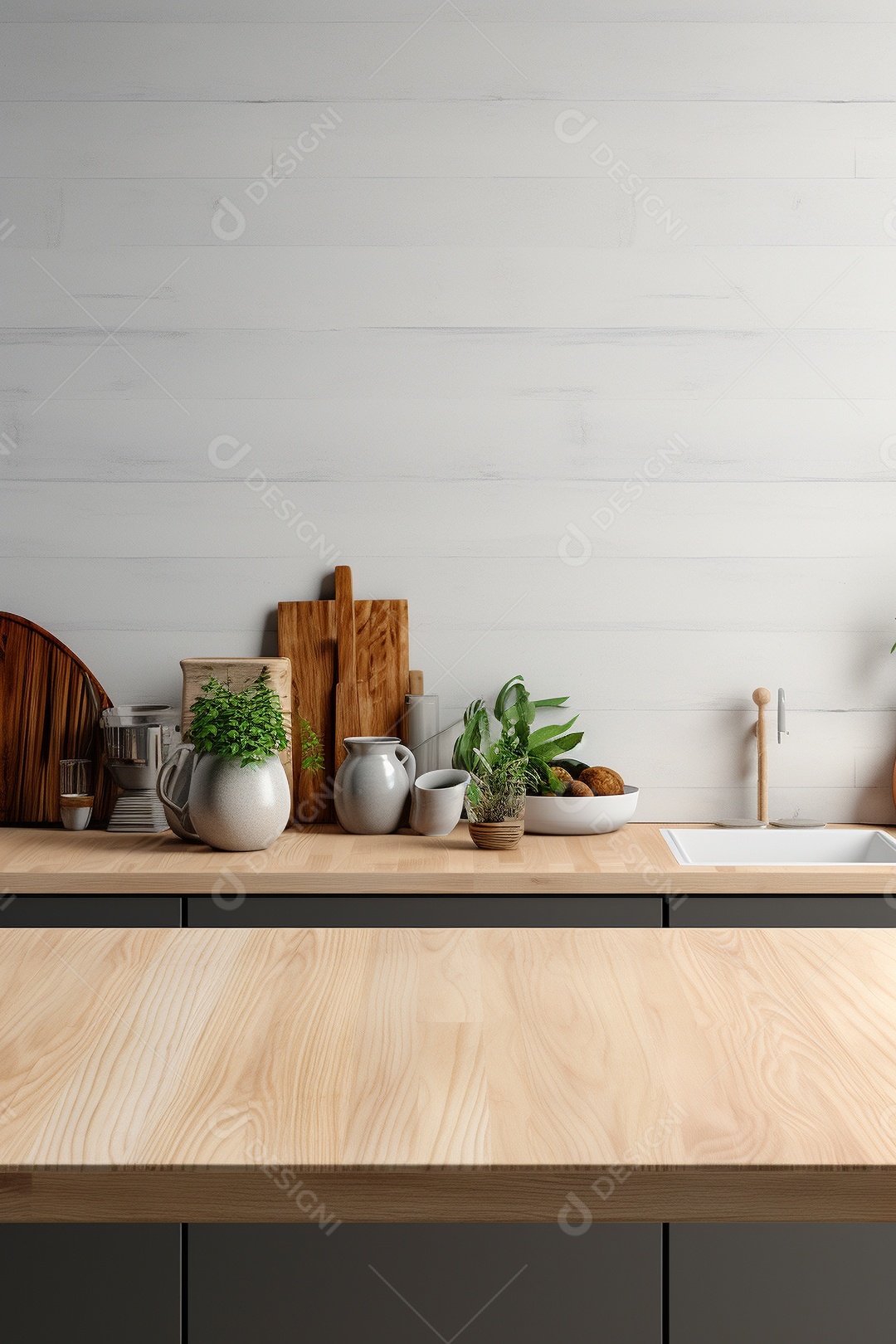 Mesa vazia na cozinha horizontal