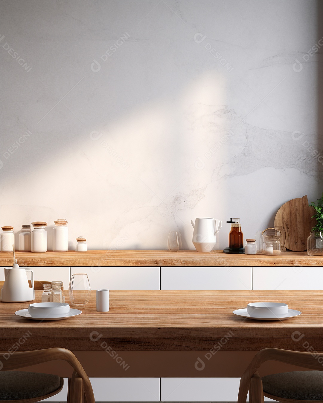 Mesa vazia na cozinha horizontal