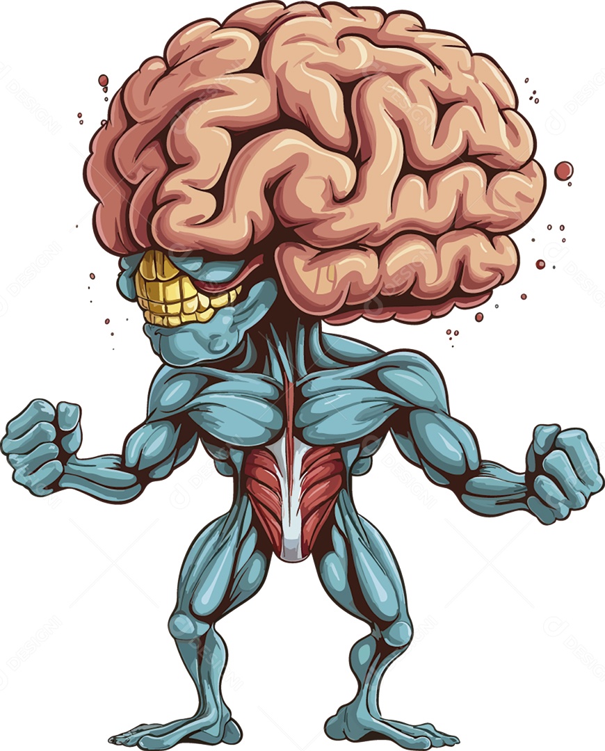 Cérebro Humano Lutador Vetor EPS