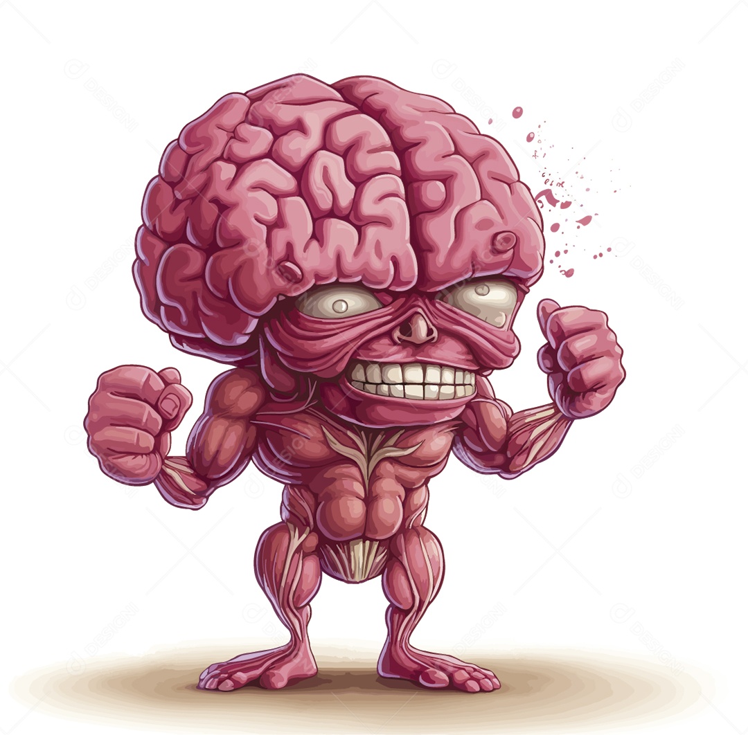 Cérebro Humano Lutador Vetor EPS