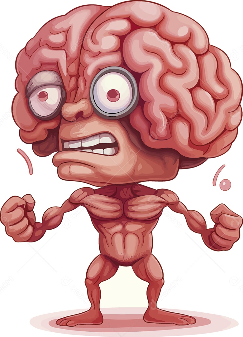 Cérebro Humano Lutador Vetor EPS
