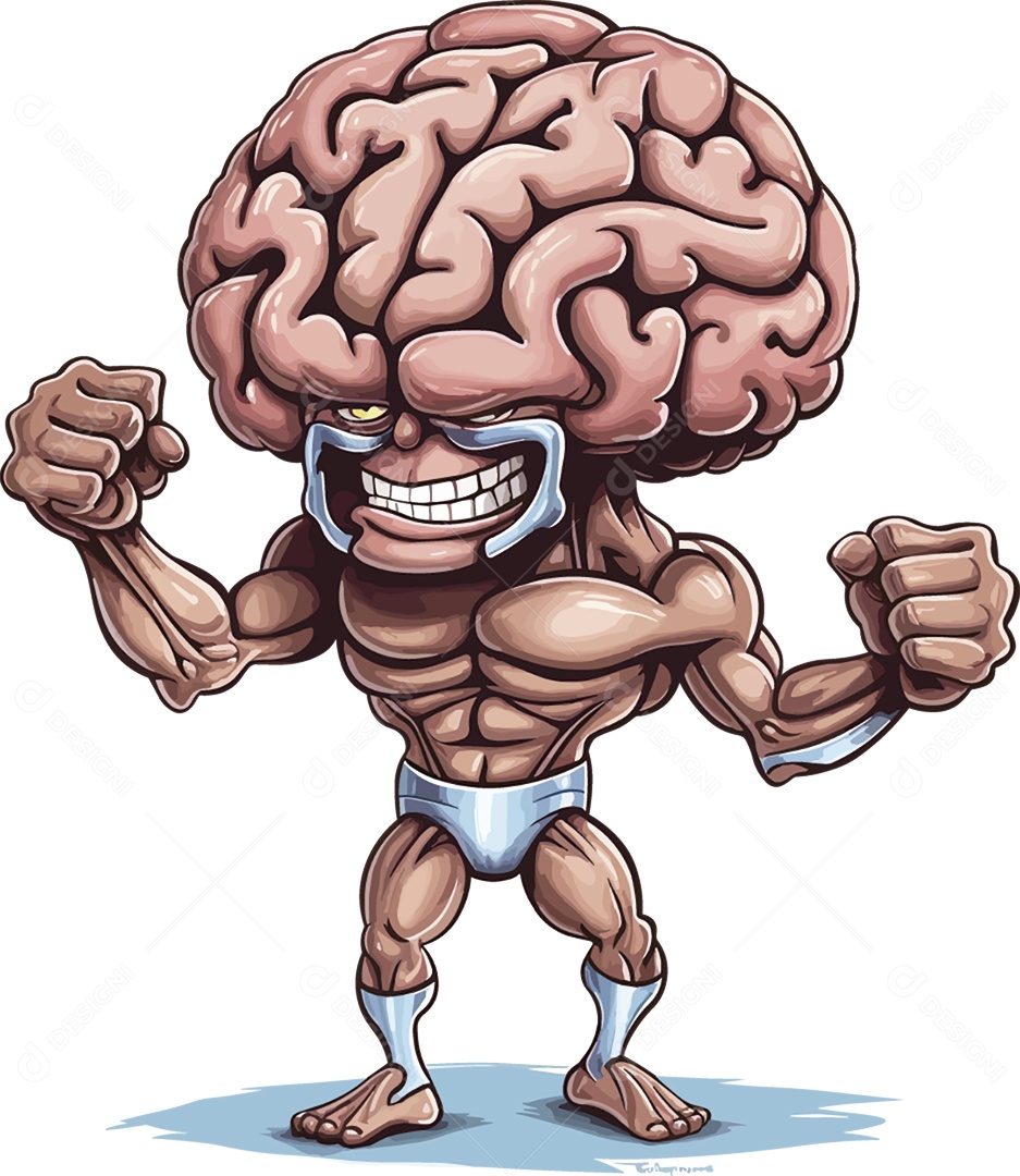 Cérebro Humano Lutador Vetor EPS