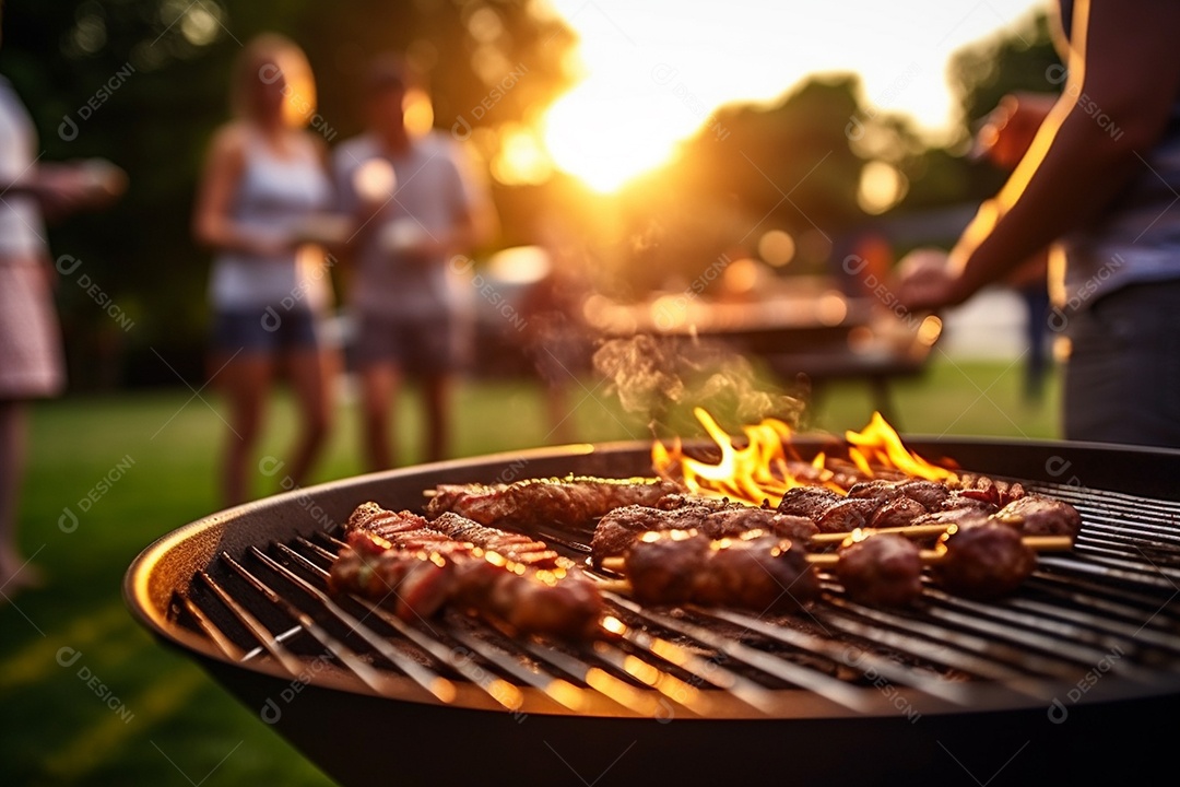 Amigos em uma dia de churrasco