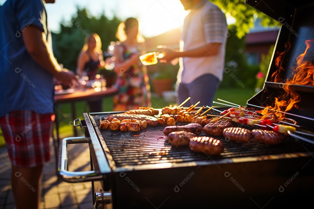 Amigos em uma dia de churrasco