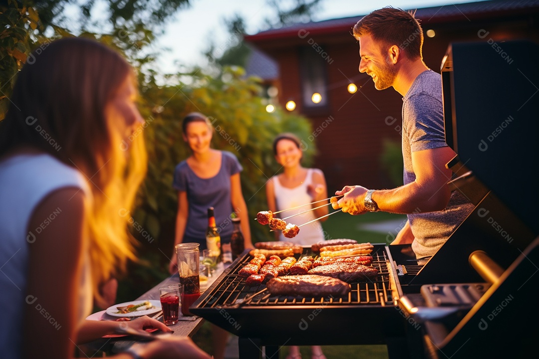 Amigos em uma dia de churrasco