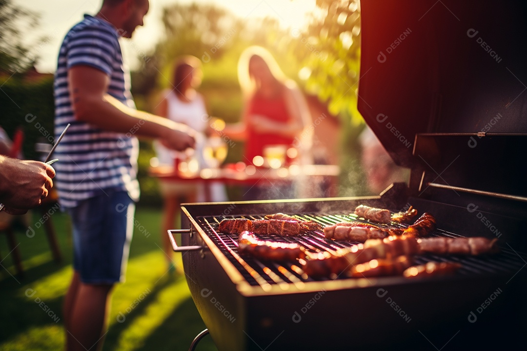 Amigos em uma dia de churrasco