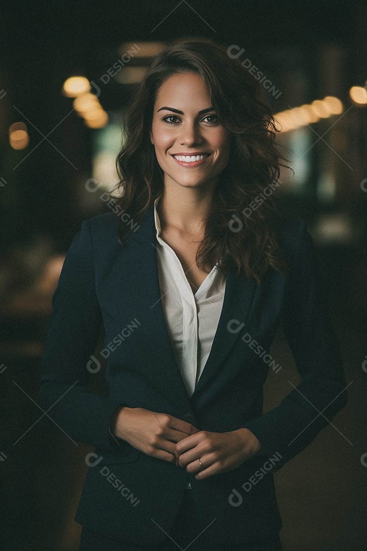 Mulher que está sorrindo e cruzando os braços