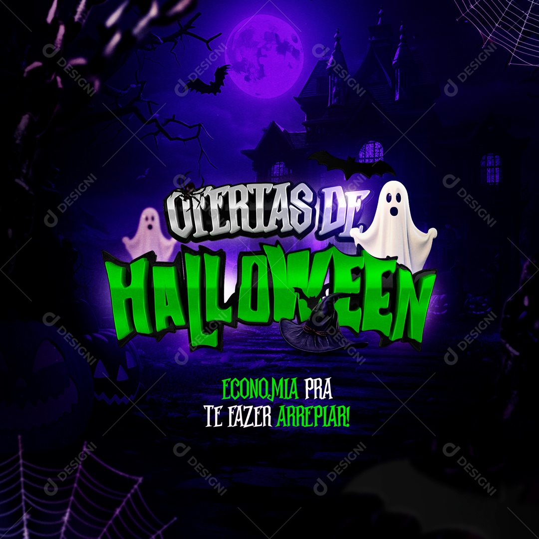 Social Media Ofertas De Halloween Economia PSD Editável