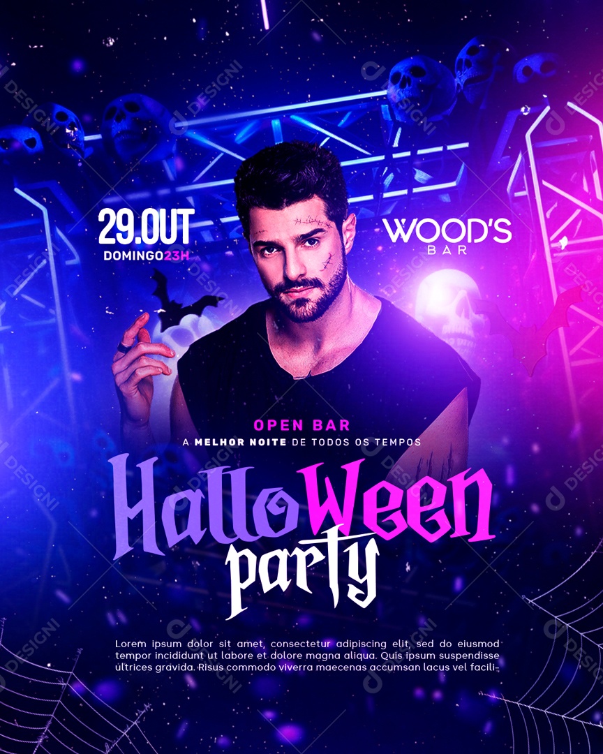 Flyer Halloween Party Alok Social Media PSD Editável