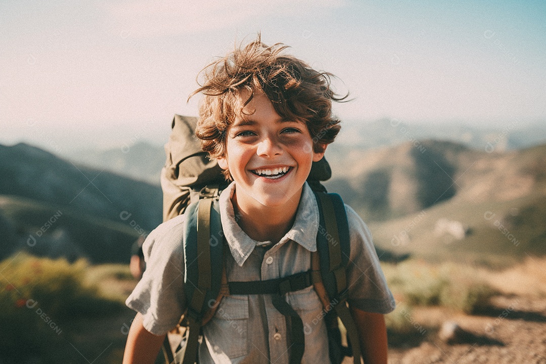Jovem negra andando no topo da montanha