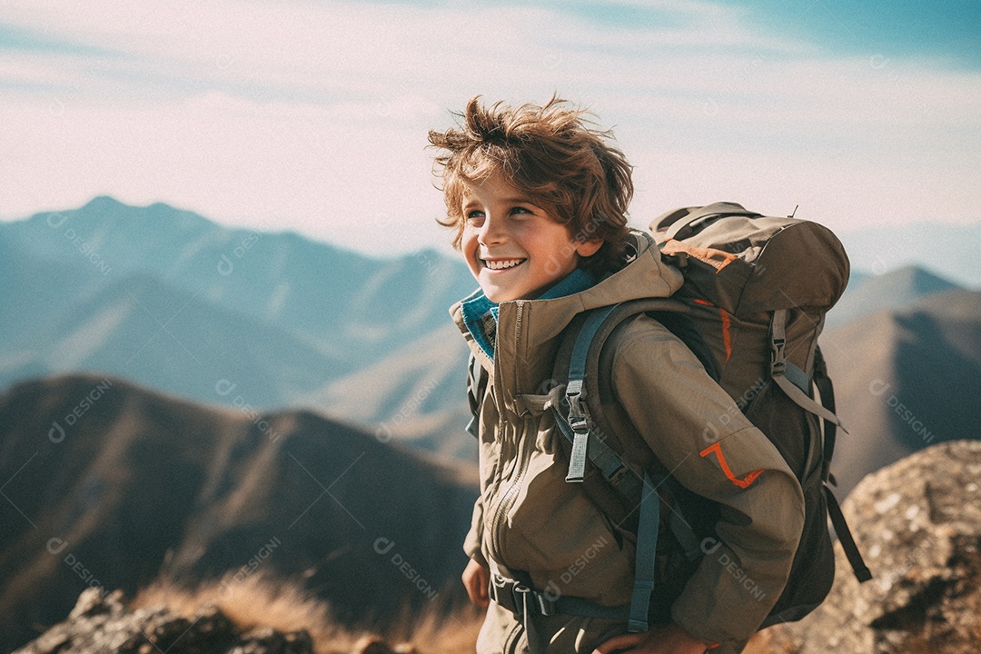 Jovem negra andando no topo da montanha