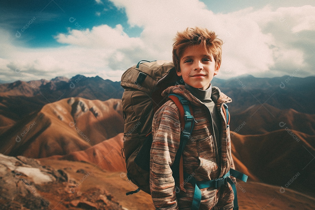 Jovem negra andando no topo da montanha