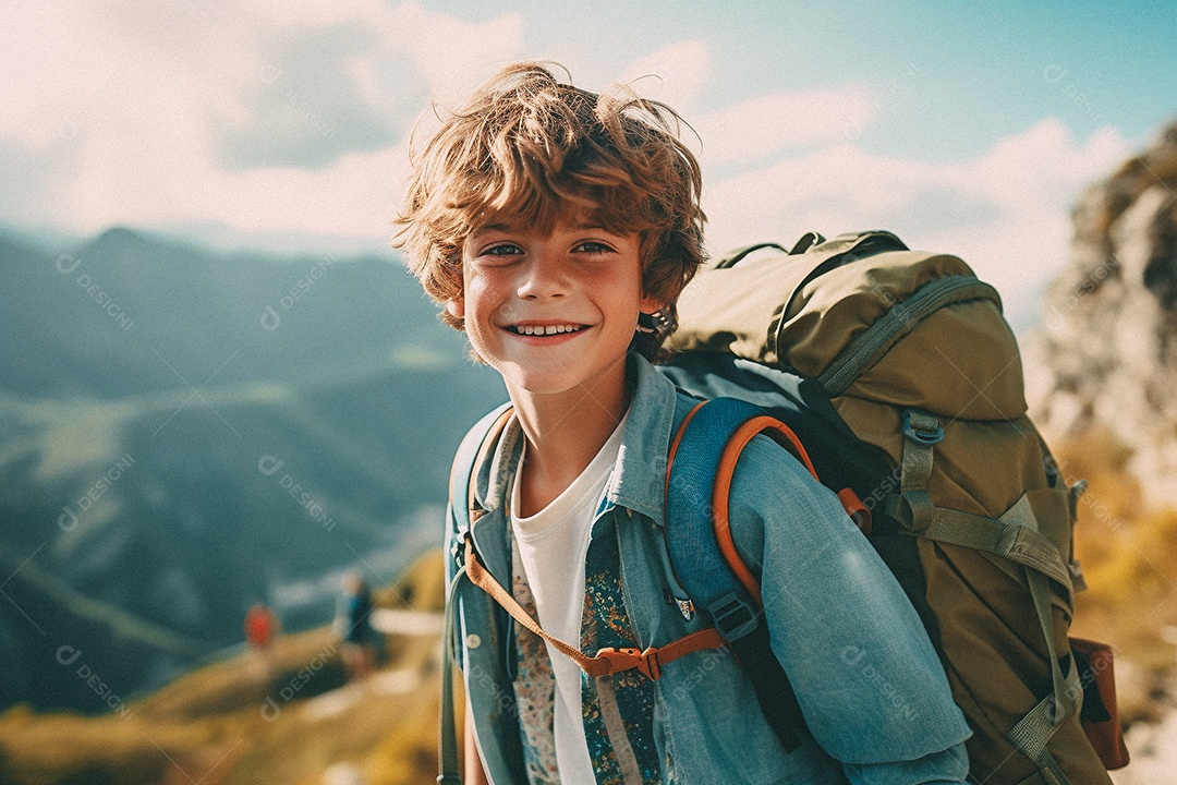 Jovem negra andando no topo da montanha