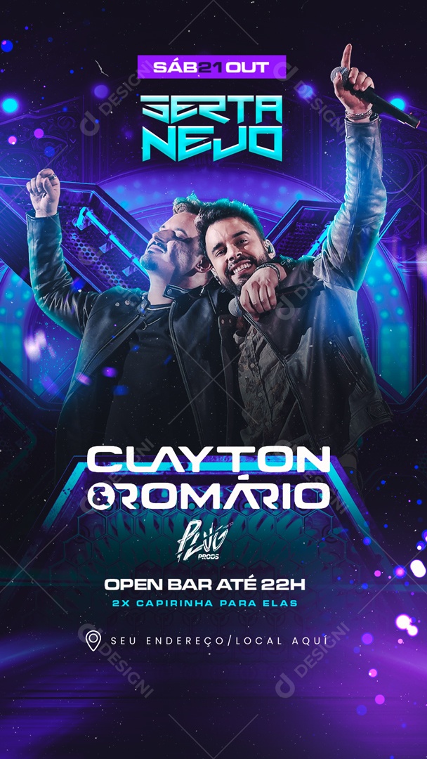 Social Media Flyer Story Sertanejo Calyton e Romário PSD Editável