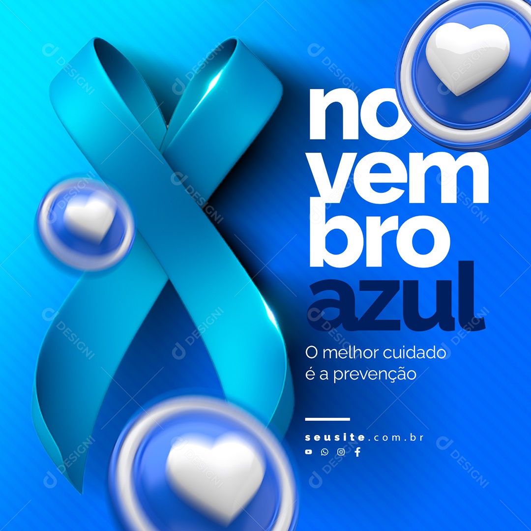 Novembro Azul O Melhor Cuidado é a Prevenção Social Media PSD Editável
