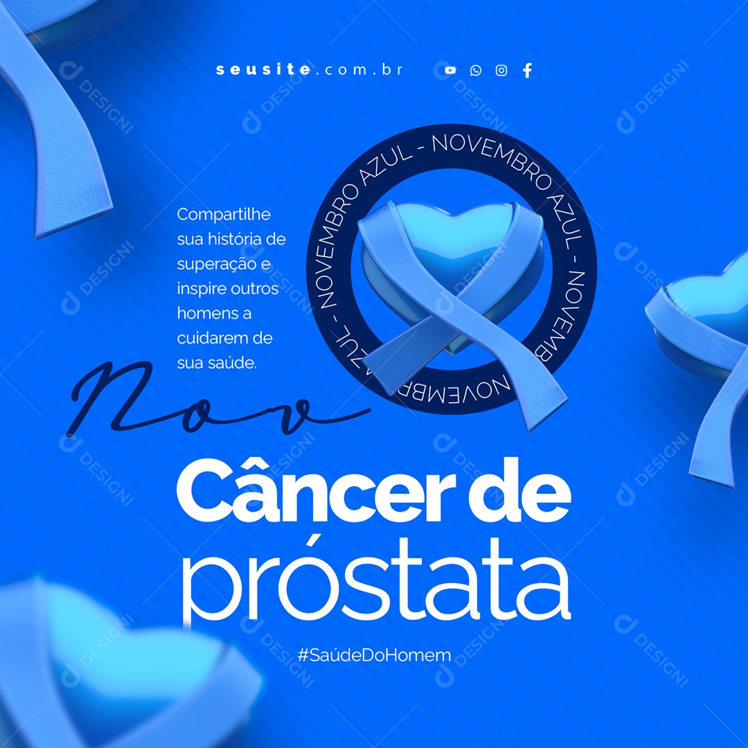Novembro Azul Mês de Combate ao Câncer de Próstata Social Media PSD Editável