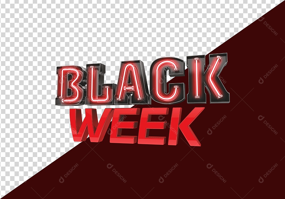 Black Week Texto 3D Vermelho para Composição PSD.