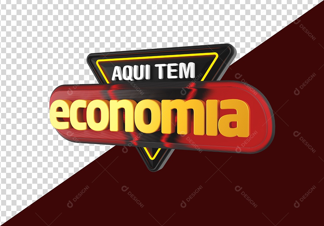 Aqui tem Economia Selo 3D Dourado para Composição PSD