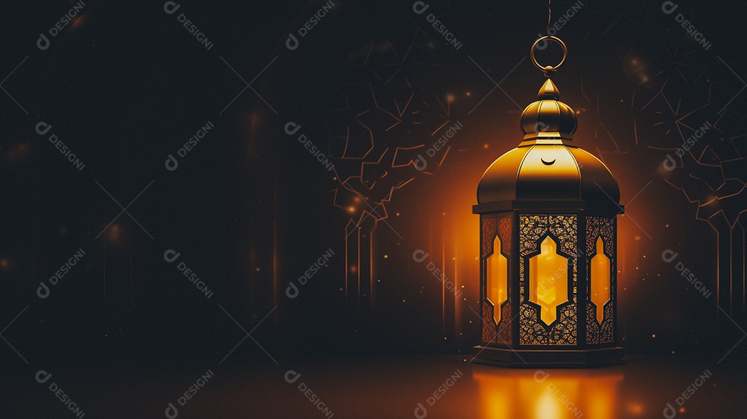 Lanterna árabe da ilustração do fundo da celebração do Ramadã