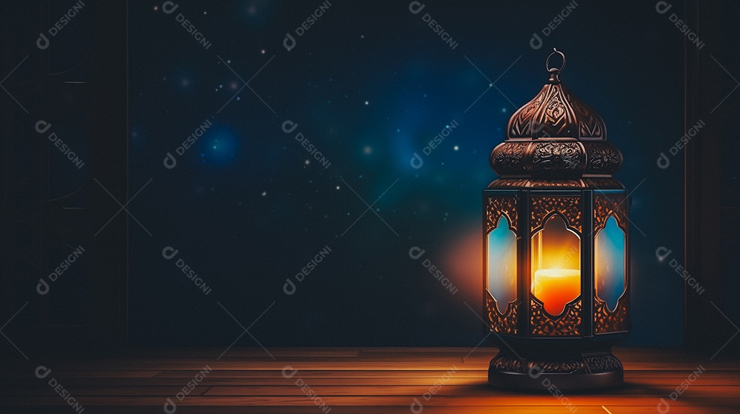 Lanterna árabe da ilustração do fundo da celebração do Ramadã