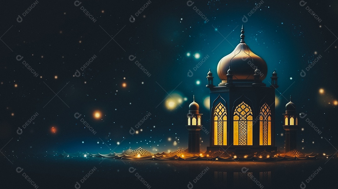 Lanterna árabe da ilustração do fundo da celebração do Ramadã