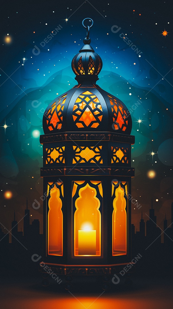 Lanterna árabe da ilustração do fundo da celebração do Ramadã