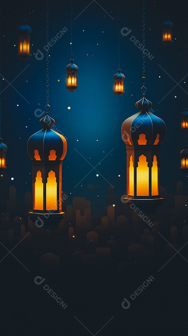 Lanterna árabe da ilustração do fundo da celebração do Ramadã