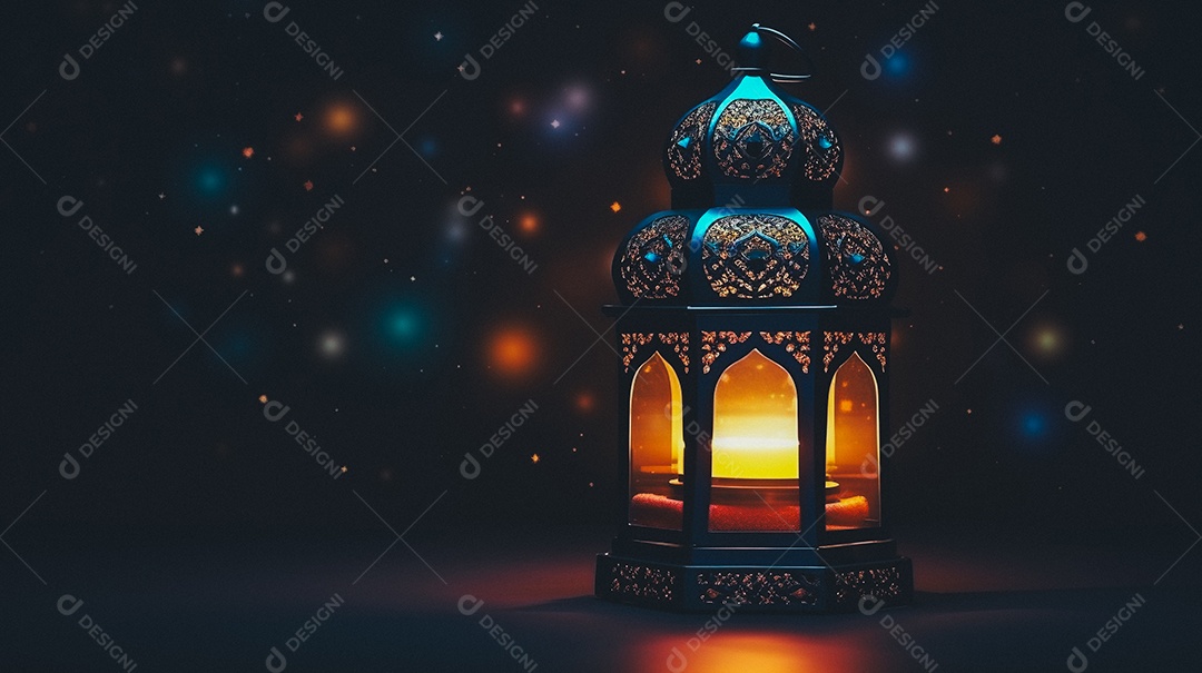 Lanterna árabe da ilustração do fundo da celebração do Ramadã