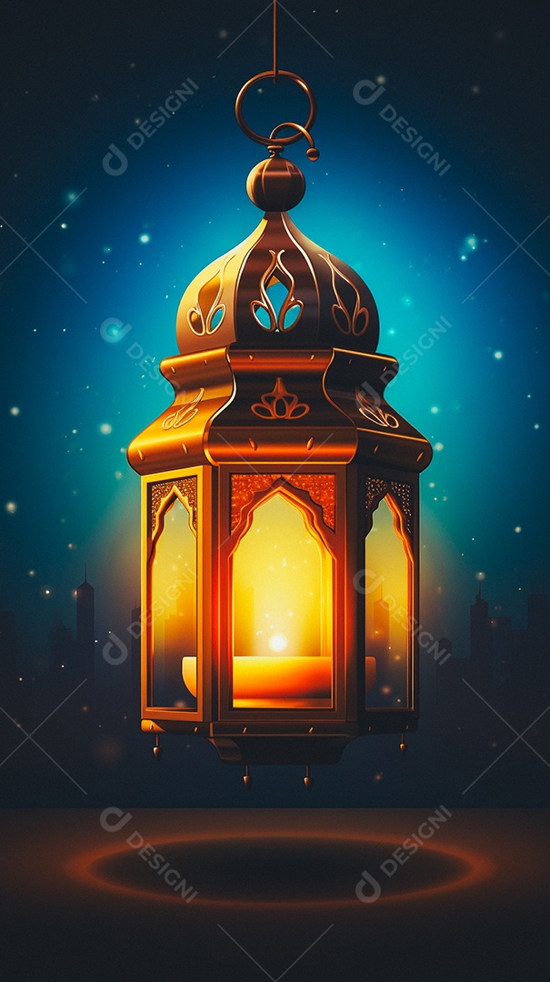 Lanterna árabe da ilustração do fundo da celebração do Ramadã