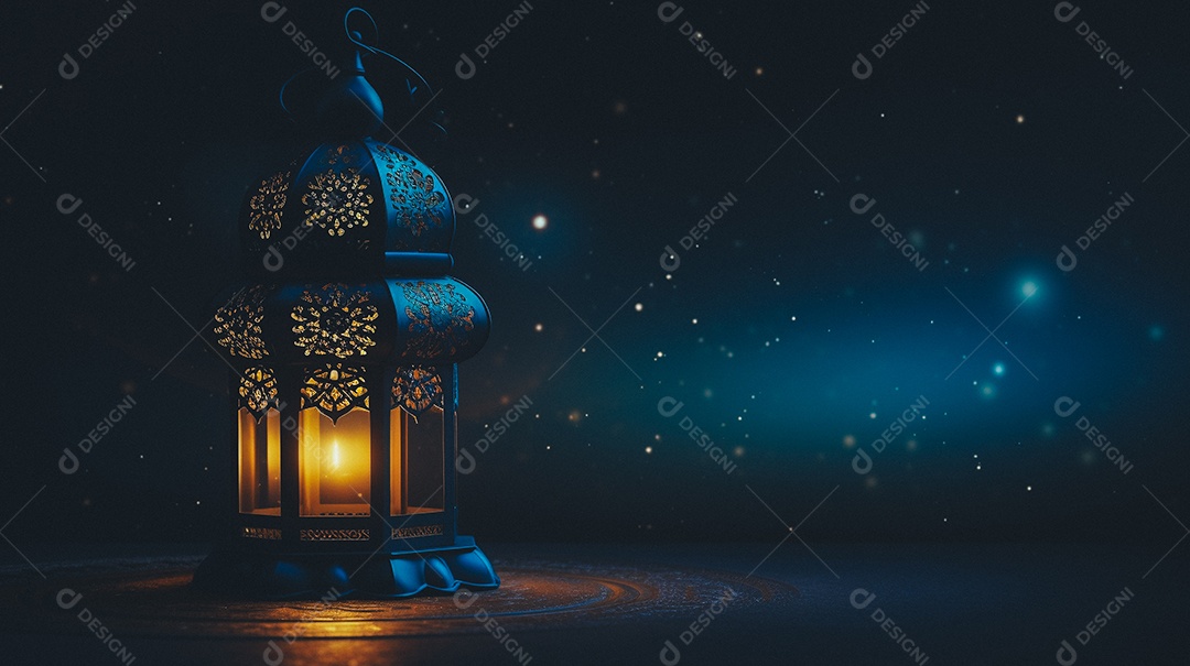 Lanterna árabe da ilustração do fundo da celebração do Ramadã