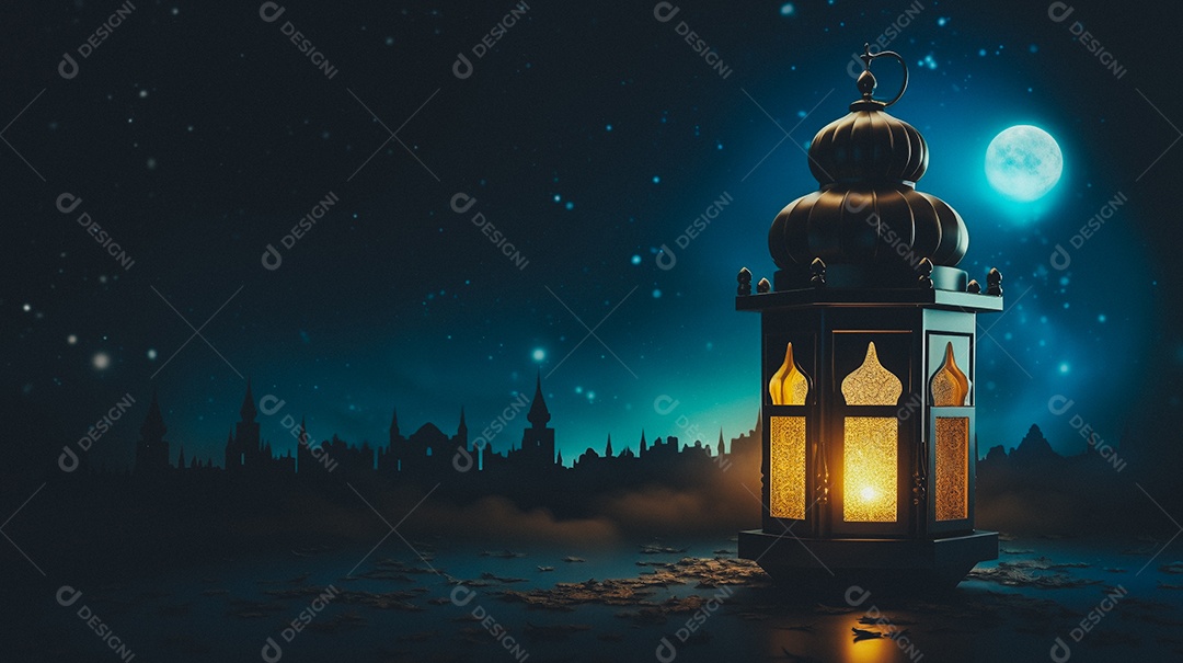 Lanterna árabe da ilustração do fundo da celebração do Ramadã