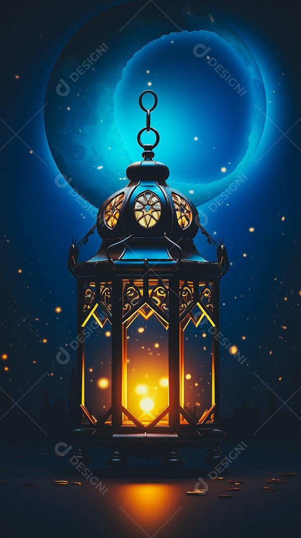 Lanterna árabe da ilustração do fundo da celebração do Ramadã