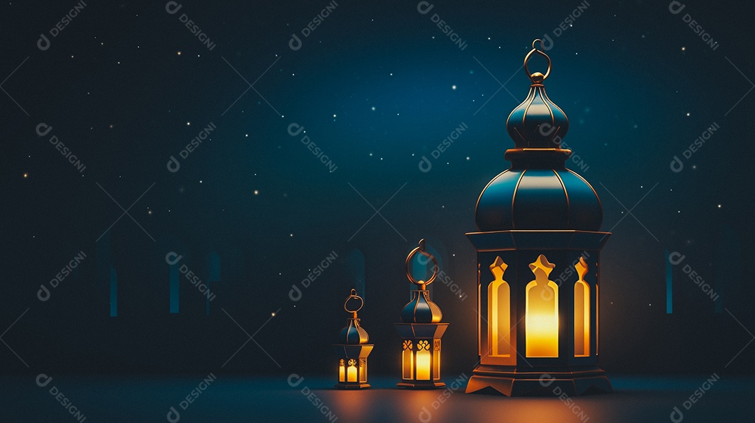 Lanterna árabe da ilustração do fundo da celebração do Ramadã