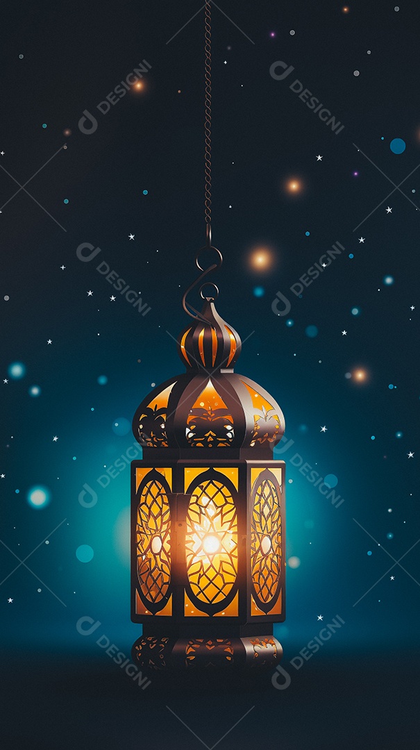 Lanterna árabe da ilustração do fundo da celebração do Ramadã