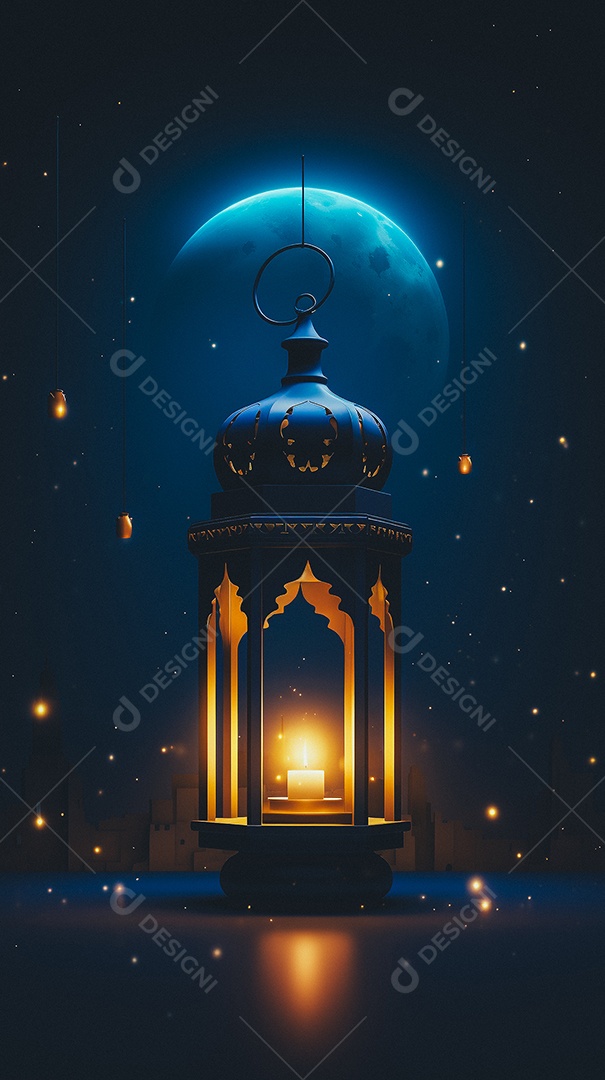 Lanterna árabe da ilustração do fundo da celebração do Ramadã
