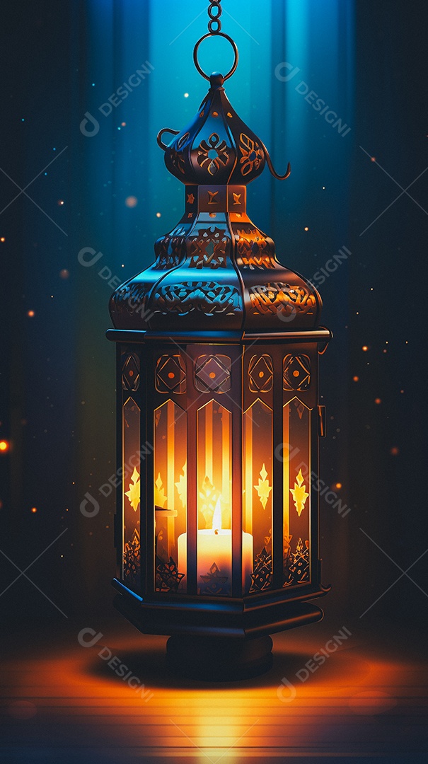 Lanterna árabe da ilustração do fundo da celebração do Ramadã