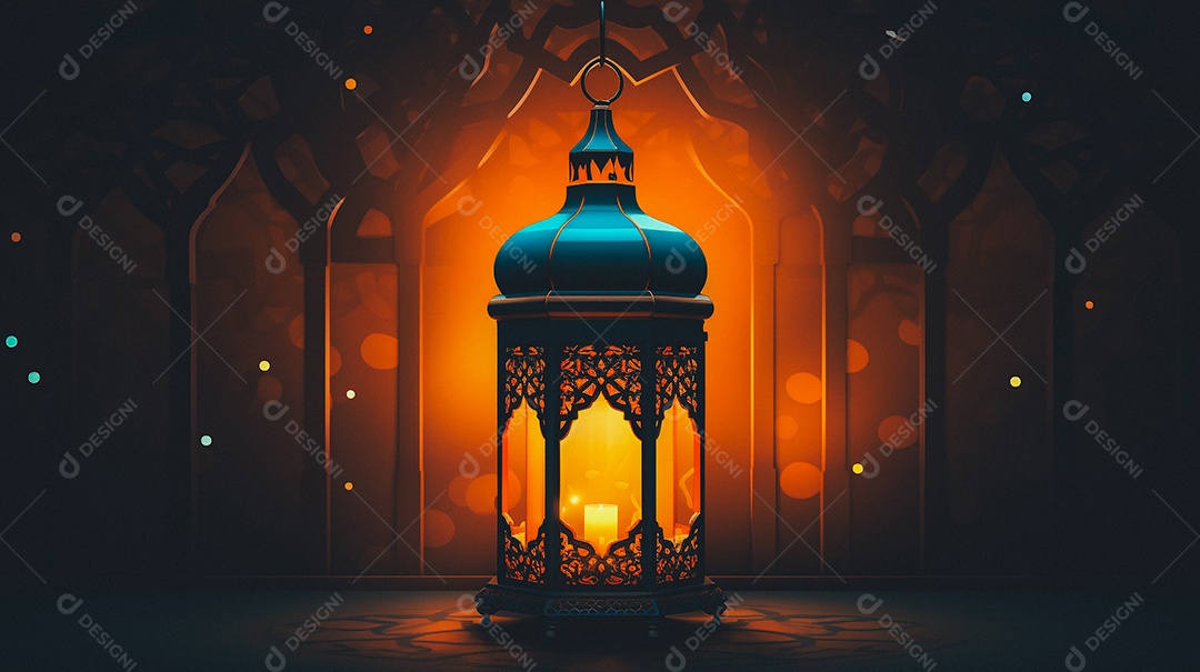 Lanterna árabe da ilustração do fundo da celebração do Ramadã