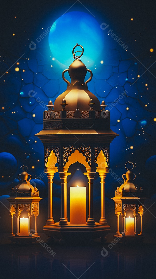 Lanterna árabe da ilustração do fundo da celebração do Ramadã