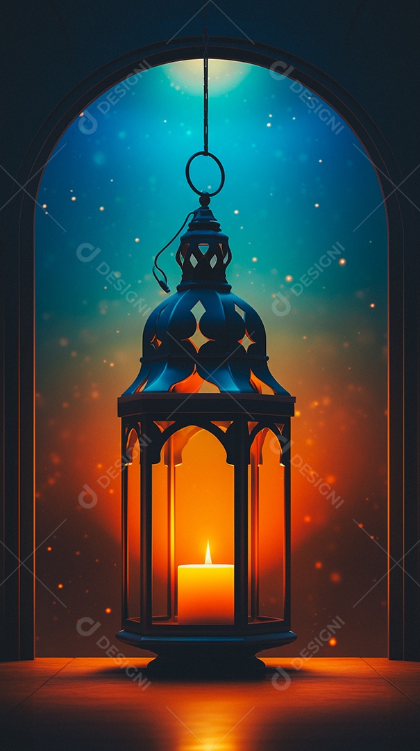 Lanterna árabe da ilustração do fundo da celebração do Ramadã