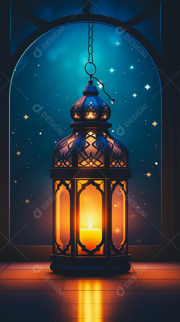 Lanterna árabe da ilustração do fundo da celebração do Ramadã