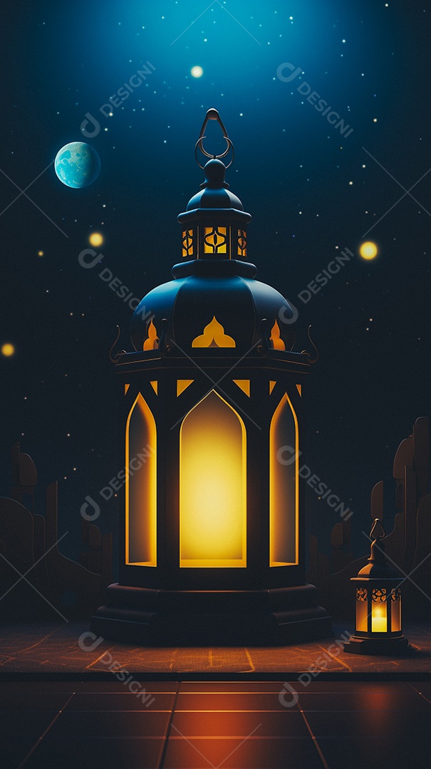 Lanterna árabe da ilustração do fundo da celebração do Ramadã